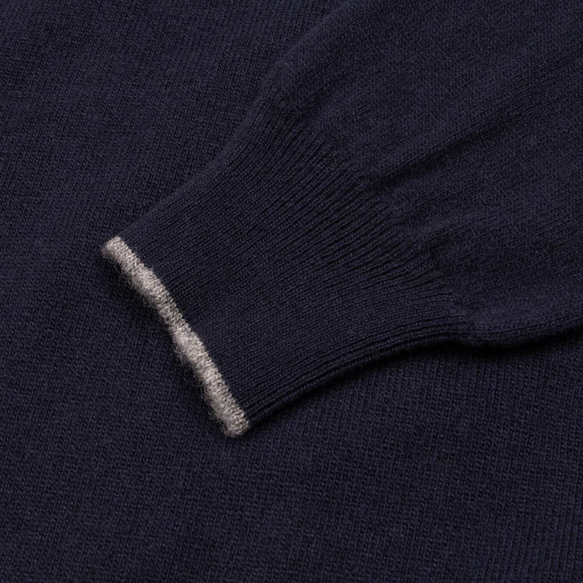 Men’s Navy Wool and Cashmere Zip-Neck Sweater