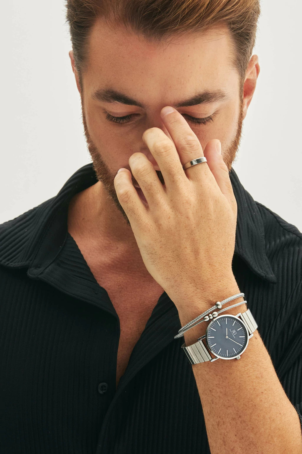 Men’s Polished Silver Rectangular Ring