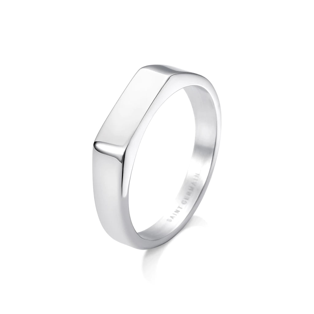 Men’s Polished Silver Rectangular Ring