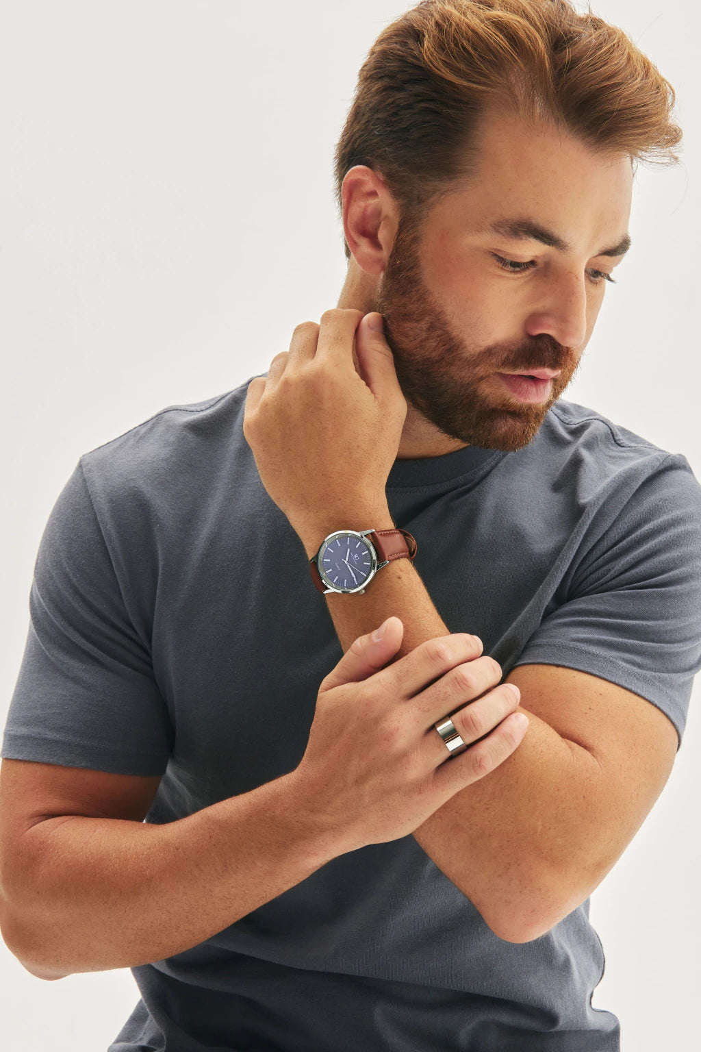 Men’s Polished Silver Stainless Steel Ring